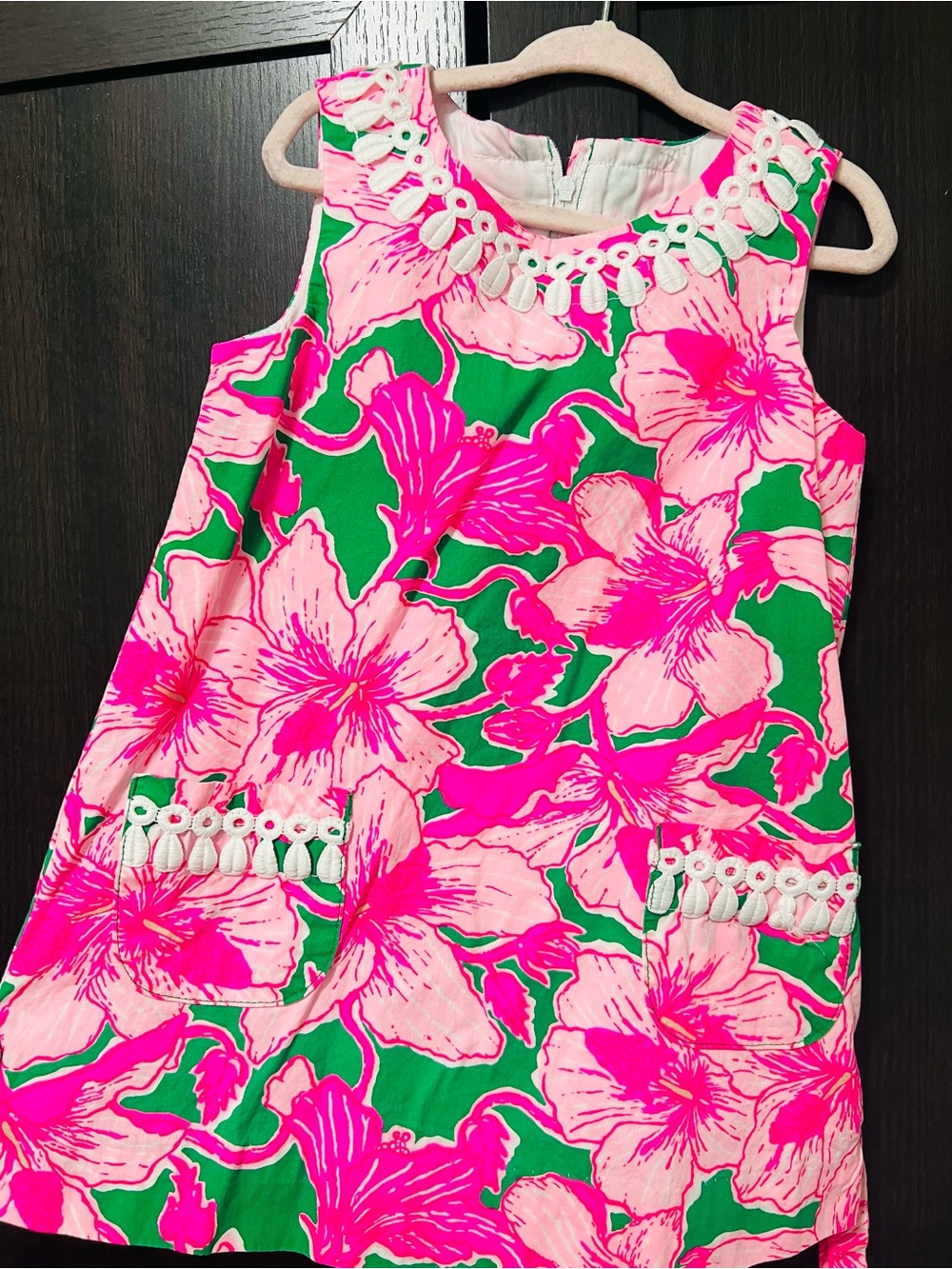 Lilly Pulitzer Girls Pink & Green Floral Shift Dress